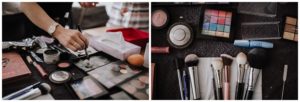 Braut bereitete sich liebevoll vor, natürliche Hochzeitsfotografie Köln, Detailaufnahme Make-up.